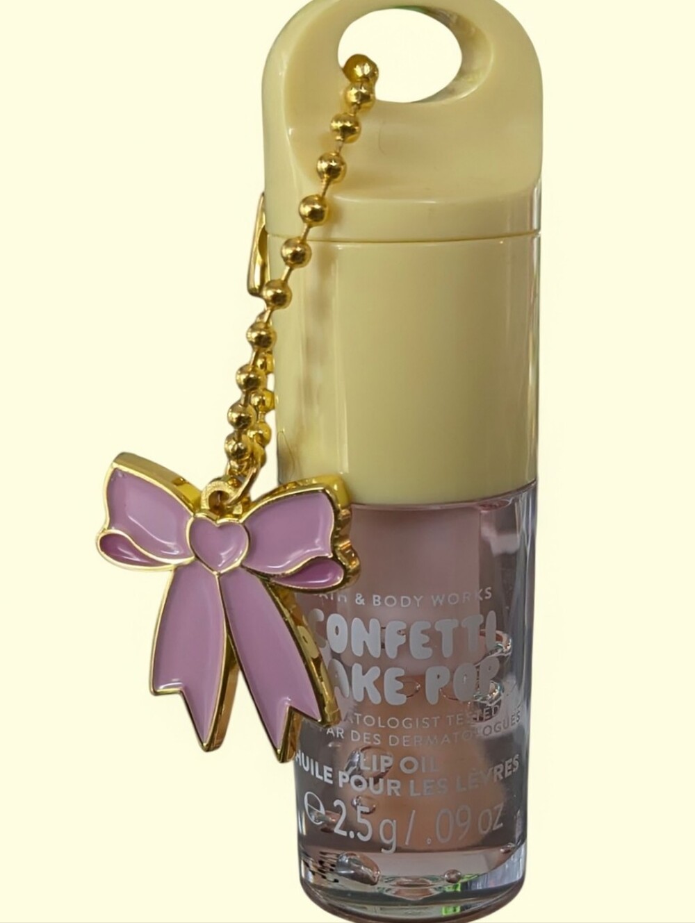 NEW Limited Edition Bath and Body Works Confetti Cake Pop Lip Oil with Bow Charm